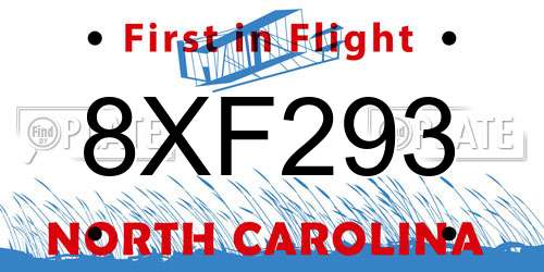 8XF293 North Carolina License Plate