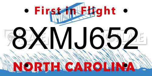 8XMJ652 North Carolina License Plate