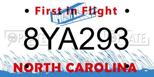8YA293 North Carolina License Plate