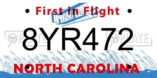 8YR472 North Carolina License Plate