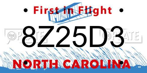 8Z25D3 North Carolina License Plate