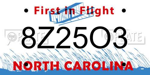 8Z25O3 North Carolina License Plate