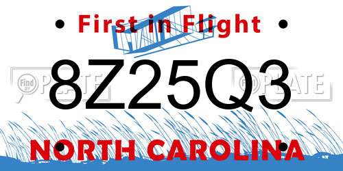 8Z25Q3 North Carolina License Plate