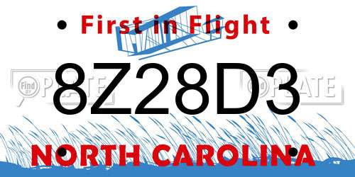 8Z28D3 North Carolina License Plate