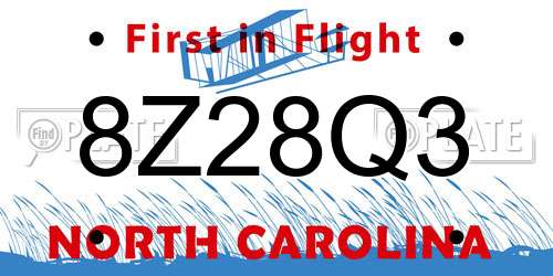 8Z28Q3 North Carolina License Plate