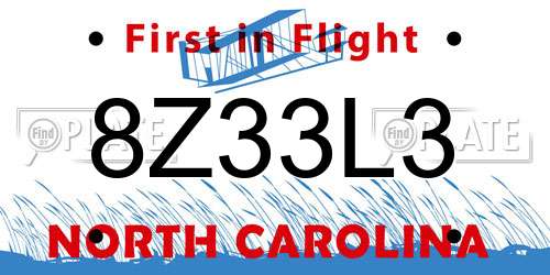 8Z33L3 North Carolina License Plate