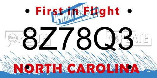 8Z78Q3 North Carolina License Plate