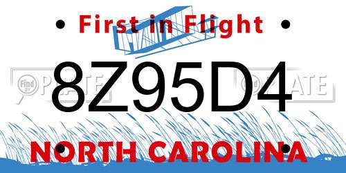8Z95D4 North Carolina License Plate