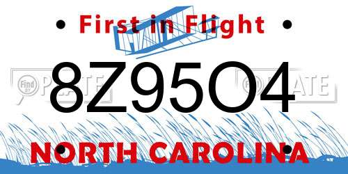 8Z95O4 North Carolina License Plate