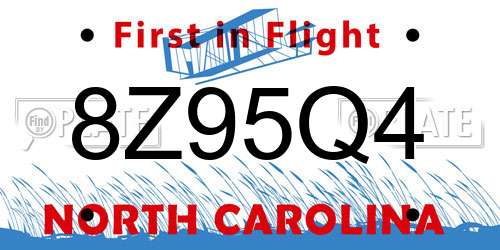 8Z95Q4 North Carolina License Plate