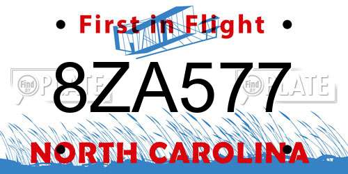 8ZA577 North Carolina License Plate