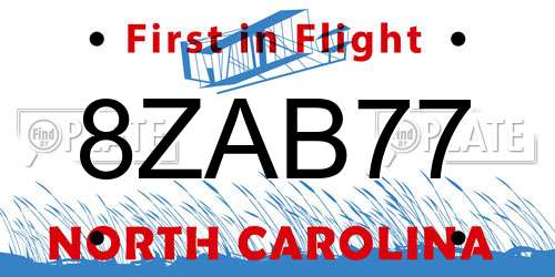 8ZAB77 North Carolina License Plate