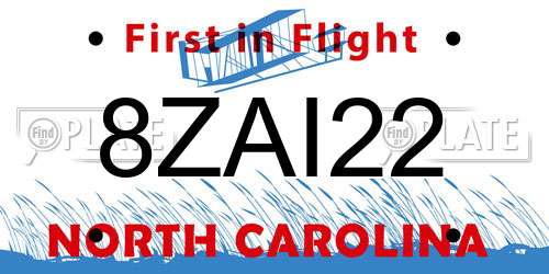 8ZAI22 North Carolina License Plate