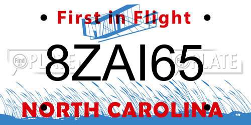 8ZAI65 North Carolina License Plate