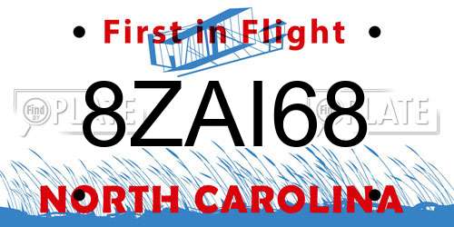 8ZAI68 North Carolina License Plate