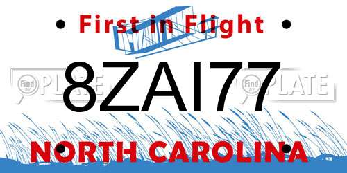 8ZAI77 North Carolina License Plate