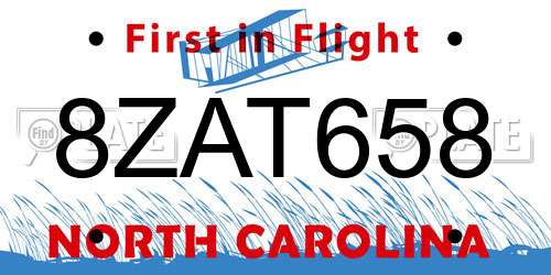 8ZAT658 North Carolina License Plate