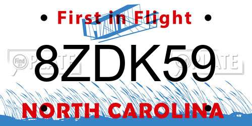 8ZDK59 North Carolina License Plate
