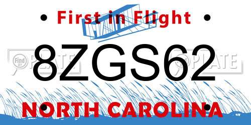 8ZGS62 North Carolina License Plate
