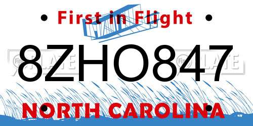 8ZHO847 North Carolina License Plate