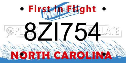 8ZI754 North Carolina License Plate