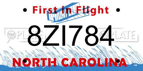 8ZI784 North Carolina License Plate
