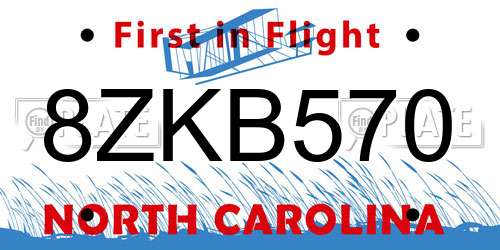 8ZKB570 North Carolina License Plate
