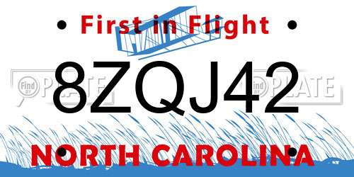 8ZQJ42 North Carolina License Plate