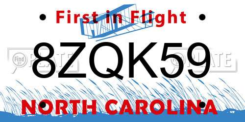 8ZQK59 North Carolina License Plate