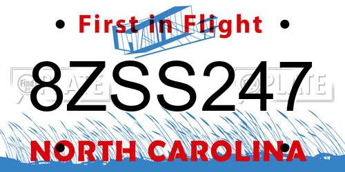 8ZSS247 North Carolina License Plate