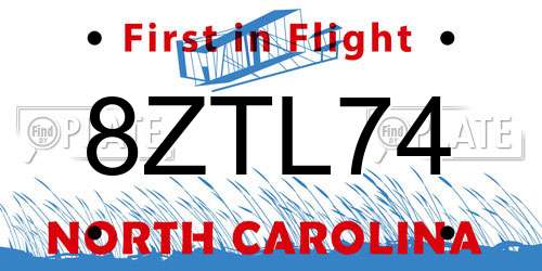 8ZTL74 North Carolina License Plate