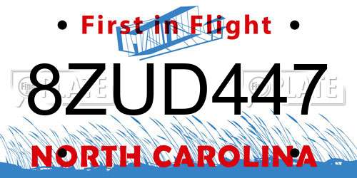 8ZUD447 North Carolina License Plate