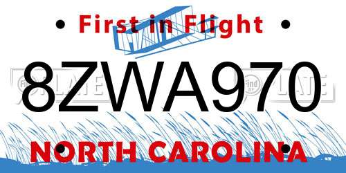 8ZWA970 North Carolina License Plate