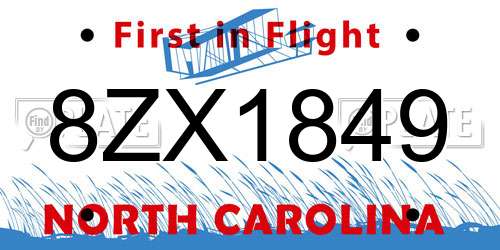 8ZX1849 North Carolina License Plate