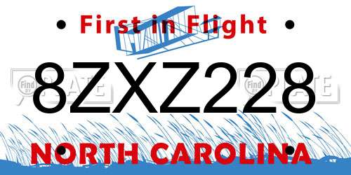 8ZXZ228 North Carolina License Plate