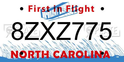 8ZXZ775 North Carolina License Plate