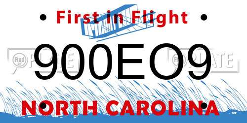 900EO9 North Carolina License Plate