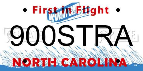 900STRA North Carolina License Plate