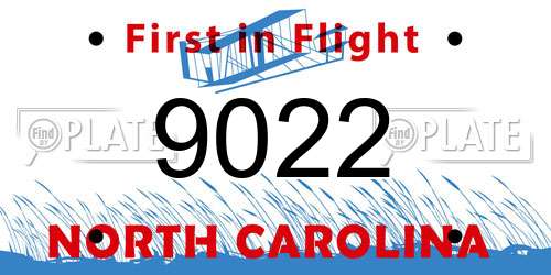 9022 North Carolina License Plate