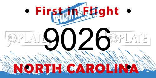 9026 North Carolina License Plate