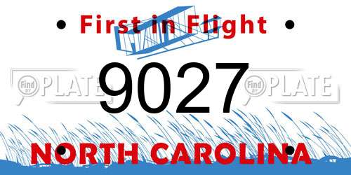 9027 North Carolina License Plate