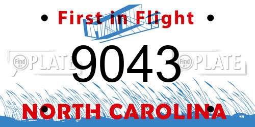 9043 North Carolina License Plate