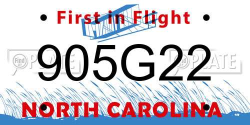 905G22 North Carolina License Plate