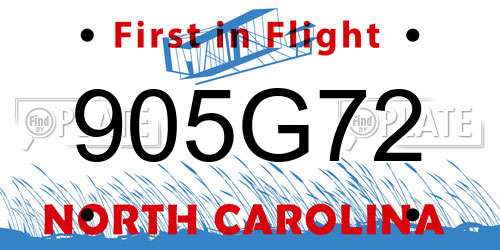 905G72 North Carolina License Plate