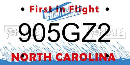 905GZ2 North Carolina License Plate