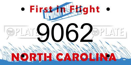 9062 North Carolina License Plate