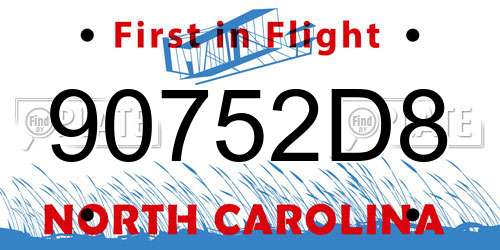 90752D8 North Carolina License Plate