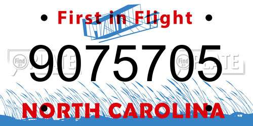 9075705 North Carolina License Plate