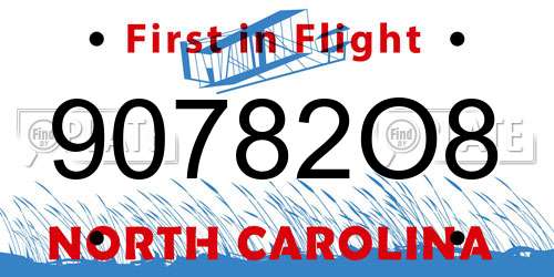 90782O8 North Carolina License Plate