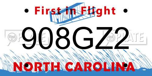 908GZ2 North Carolina License Plate